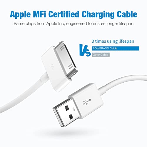 sarmert Apple Certified 30 Pin USB Charging Cable, UPoweradd 4.0ft USB Sync Charging Cord iPhone Compatible for 4 4s 3G 3GS iPad 1 2 3 iPod Touch Nano White (1 PCS)