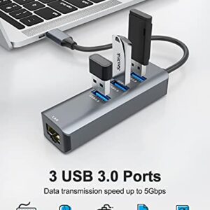 USB C to Ethernet Adapter, ABLEWE 4-in-1 RJ45 to USB-C/Thunderbolt 3 to Gigabit Ethernet LAN Network Adapter for MacBook Pro/Air 2021/2020/2019, iPad Pro 2021, Chromebook, XPS, Surface Book 3/2/Go
