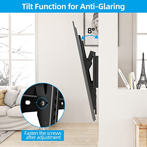 HOME VISION Tilt TV Wall Mount for Most 32-75 Inch TVs Universal Low Profile Fixed TV Bracket Max VESA 600x400mm Holds up to 165lb Wall Stand Fit 16”-18”-24” Studs Quick Release Lock TV Mount