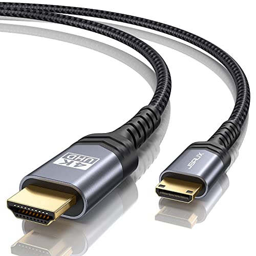 JSAUX Mini HDMI to HDMI Cable 6FT, [Aluminum Shell, Braided] High Speed 4K 60Hz HDMI 2.0 Cord, Compatible with Camera, Camcorder, Tablet and Graphics/Video Card, Laptop, Raspberry Pi Zero W -Grey