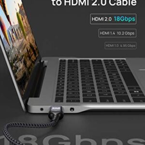 JSAUX Mini HDMI to HDMI Cable 6FT, [Aluminum Shell, Braided] High Speed 4K 60Hz HDMI 2.0 Cord, Compatible with Camera, Camcorder, Tablet and Graphics/Video Card, Laptop, Raspberry Pi Zero W -Grey