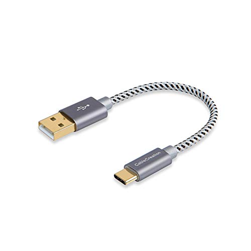 CableCreation 6 inch USB C Cable Short, Short USB to USB C Cable 3A Fast Charging Cable, Braided USB C Male to USB Male Cable for Power Bank, Galaxy S23, iPad Pro iPad Mini S22 S21 Z Flip, etc, Gray