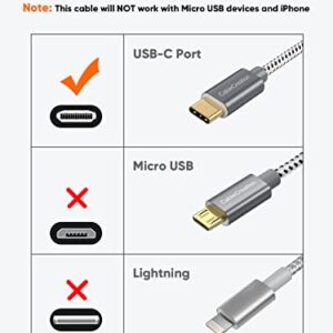 CableCreation 6 inch USB C Cable Short, Short USB to USB C Cable 3A Fast Charging Cable, Braided USB C Male to USB Male Cable for Power Bank, Galaxy S23, iPad Pro iPad Mini S22 S21 Z Flip, etc, Gray