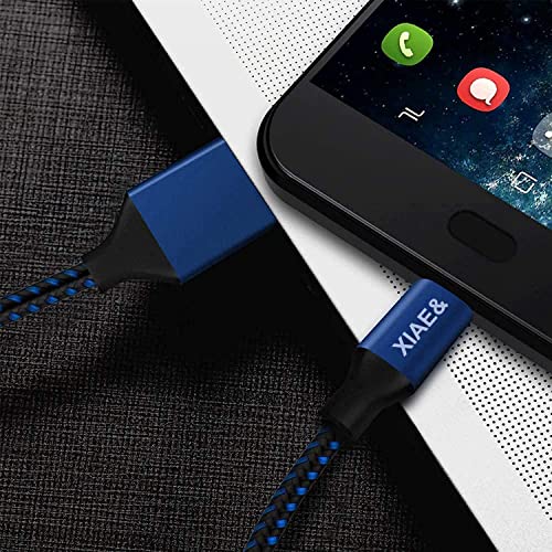 Micro USB Cable,XIAE& 5Pack (3/3/6/6/10FT) Nylon Braided Fast Charging Cable Aluminum Housing USB Charger Android Cable for Samsung Galaxy S7 Edge S6 S5,Android Phone,LG G4,HTC and More (Blue)