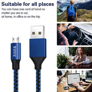 Micro USB Cable,XIAE& 5Pack (3/3/6/6/10FT) Nylon Braided Fast Charging Cable Aluminum Housing USB Charger Android Cable for Samsung Galaxy S7 Edge S6 S5,Android Phone,LG G4,HTC and More (Blue)
