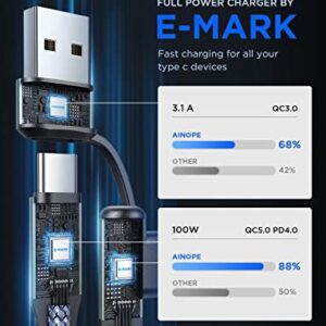 AINOPE USB C Cable 100W 10FT 5A Type C Charger Cable Fast Charging USBC to USBC Cable Fast Charging Cable Right Angle PD4.0 QC5.0 fit MacBook Pro/Air Charger Cord for iPad Pro/Air Samsung Galaxy 23