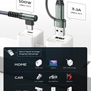 AINOPE USB C Cable 100W 10FT 5A Type C Charger Cable Fast Charging USBC to USBC Cable Fast Charging Cable Right Angle PD4.0 QC5.0 fit MacBook Pro/Air Charger Cord for iPad Pro/Air Samsung Galaxy 23