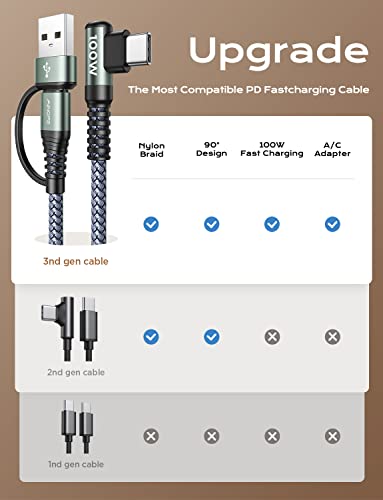 AINOPE USB C Cable 100W 10FT 5A Type C Charger Cable Fast Charging USBC to USBC Cable Fast Charging Cable Right Angle PD4.0 QC5.0 fit MacBook Pro/Air Charger Cord for iPad Pro/Air Samsung Galaxy 23