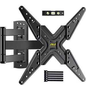 tv mount, full motion tv wall mount swivel and tilt for 26-60 inch tvs & monitors, single stud corner outdoor wall mount bracket with articulating arm extension rotation max vesa 400x400mm up to 70lbs
