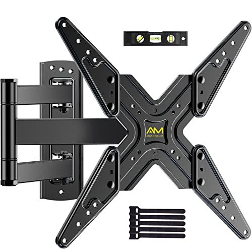 TV Mount, Full Motion TV Wall Mount Swivel and Tilt for 26-60 Inch TVs & Monitors, Single Stud Corner Outdoor Wall Mount Bracket with Articulating Arm Extension Rotation Max VESA 400X400mm up to 70lbs