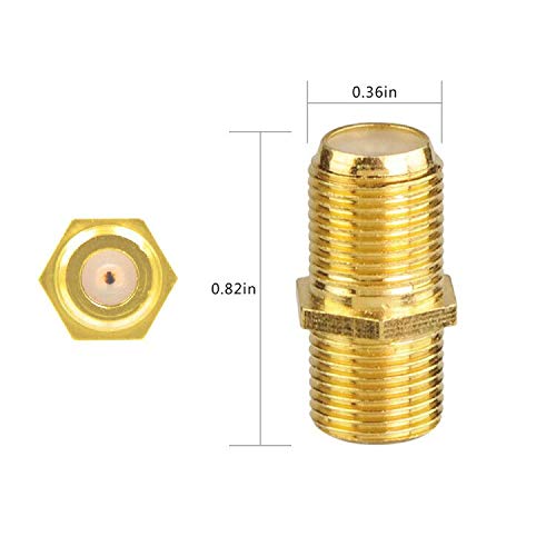 VCE Coaxial Cable Connector, RG6 Coax Cable Extender F-Type Gold Plated Adapter Female to Female for TV Cables, 5-Pack