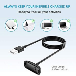 [2-Pack] Charger Cable for Fitbit Inspire 2 (NOT for Inspire 3/Luxe/Charge 5), for Fitbit Inspire 2 Fitness Tracker, Replacement Charging Cable Accessory for Fitbit Inspire 2 (3.3 ft/1.0 ft)