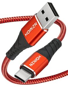 usb c cable 6 ft [2 pack],usb-a to usb-c fast charging durable nylon braided type c cord compatible with samsung galaxy s10 s9 s8 s20 a73 a51,note 10 9 8 android cell phone usb c charger cable red