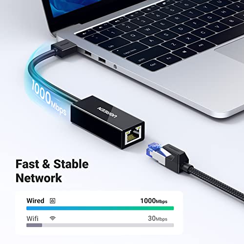 UGREEN USB to Ethernet Adapter for Laptop PC Gigabit USB 3.0 to 10 100 1000 Mbps Network Adapter USB A to RJ45 Wired LAN Adapter Compatible with Nintendo Switch MacBook Mac Mini Windows macOS Linux