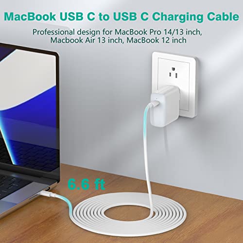 USB C to USB C Charging Cable for MacBook Air, Mac Book Pro, Type C Cord for New iPad Pro 12.9/11, Air 4/5, Mini 6, Samsung, Pixel, All PD USB C Charger, 6.6ft