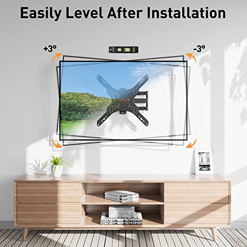 ELIVED TV Wall Mount for Most 26-55 Inch TVs, Swivel and Tilt Full Motion TV Mount with Single Stud Perfect Center Design, TV Bracket Max VESA 400x400mm, Holds up to 88 lbs.