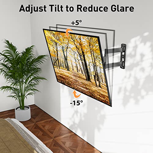 ELIVED TV Wall Mount for Most 26-55 Inch TVs, Swivel and Tilt Full Motion TV Mount with Single Stud Perfect Center Design, TV Bracket Max VESA 400x400mm, Holds up to 88 lbs.