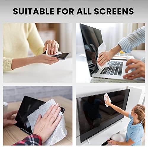 Electronic Wipes Streak-Free for Screen Cleaner & Smart Watch [2 Pack x 40] TV Screen, Smart TV, Computer Screen, Laptop, Phone, Tablet, and Electronics Devices - Microfiber Cloth Included [80 Wipes]
