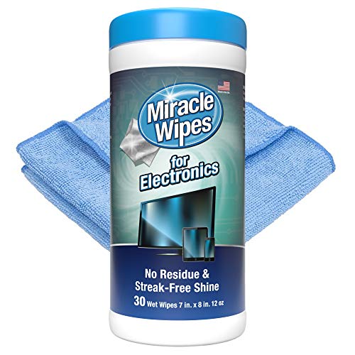 MiracleWipes for Electronics Cleaning - Screen Wipes Designed for TV, Phones, Monitors and More - Includes Microfiber Towel - (30 Count)