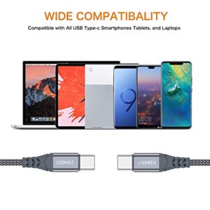 JXMOX Short USB C to USB C Cable 60W, (2 Pack 1ft) Type C Fast Charging Cord Charger Compatible with Samsung Galaxy S23 S22 S21 S20 Ultra, Note 20 10 Plus, Google Pixel 2/3/4 XL, iPad Pro/Air4 (Grey)