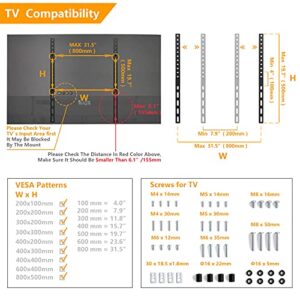 5Rcom TV Stand Mount, Universal TV Stand Tabletop for 22 to 65 inch Plasma LCD LED Flat Screen TVs, TV Legs, Holds up to 88lbs, Max VESA 800 x 500mm, Height Adjustable TV Base, TV Stand
