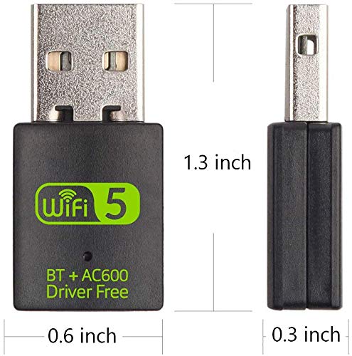 USB WiFi Bluetooth Adapter, 600Mbps Dual Band 2.4/5Ghz Wireless Network External Receiver, Mini WiFi Dongle for PC/Laptop/Desktop