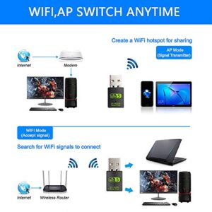 USB WiFi Bluetooth Adapter, 600Mbps Dual Band 2.4/5Ghz Wireless Network External Receiver, Mini WiFi Dongle for PC/Laptop/Desktop