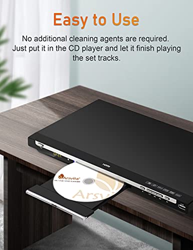 Arsvita CD Laser Lens Cleaner Disc Cleaning Set for CD/VCD/DVD Player, Not Compatible for Bose Player, Safe and Effective