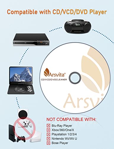 Arsvita CD Laser Lens Cleaner Disc Cleaning Set for CD/VCD/DVD Player, Not Compatible for Bose Player, Safe and Effective