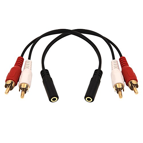 VCE 3.5mm Female to 2 RCA Male Stereo Audio Y Cable 2-Pack, Gold Plated Adapter Compatible for TV,Smartphones, MP3, Tablets, Speakers,Home Theater (8 inch)