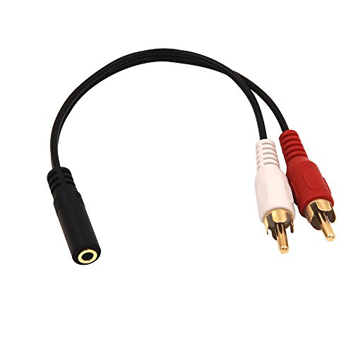 VCE 3.5mm Female to 2 RCA Male Stereo Audio Y Cable 2-Pack, Gold Plated Adapter Compatible for TV,Smartphones, MP3, Tablets, Speakers,Home Theater (8 inch)