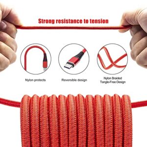 Cabepow USB A to Type C Cable, [3Pack] 6Ft Fast Charging 6 Feet USB Type C Cord for Samsung Galaxy A10/A20/A51/S10/S9/S8, 6 Foot Type C Charger Premium Nylon Braided USB Cable -Red