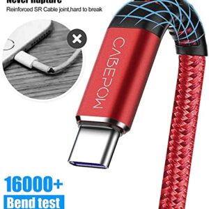 Cabepow USB A to Type C Cable, [3Pack] 6Ft Fast Charging 6 Feet USB Type C Cord for Samsung Galaxy A10/A20/A51/S10/S9/S8, 6 Foot Type C Charger Premium Nylon Braided USB Cable -Red