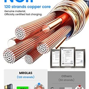 USB C Cable 3.2A,[4-Pack, 10+6.6+3.3+1.6FT] MRGLAS Type C Charger Fast Charging Cable Right Angle [90° & Gold-Plated] Durable Nylon Braided USB A to Type C Cord Compatible Samsung S10 S9 Note 8 S21 LG