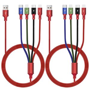 multi charging cable 3.5a [2pack 6ft] 4 in 1 fast charger cable multi charging cord usb cable adapter with 2 * ip/type c/micro usb port for cell phones/ip/samsung galaxy/ps/lg/huawei/tablets and more