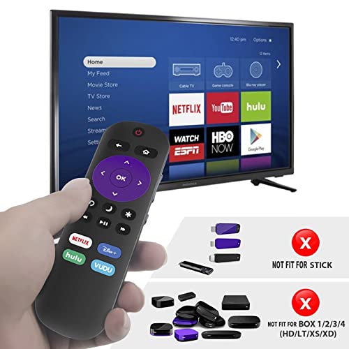 Replace IR Remote Control fit for ONN Roku TV, 4K UHD LCD Smart HDTV with Net-Flix Dis-ney Hu-lu VU-DU Shortcut APP Button Key