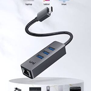 USB C to Ethernet Adapter, uni USB-C Hub with RJ45 Gigabit, [Thunderbolt 3/4 Compatible] USB 3.0 Multiport Hub for MacBook Pro/Air, iMac, iPad Pro, Surface Pro 7, Chromebook, XPS 17/15/13, and More