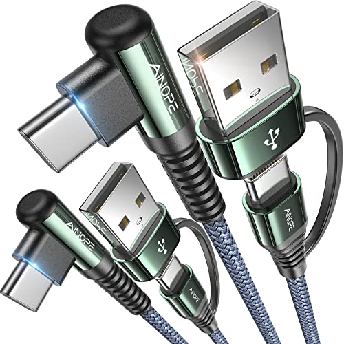 AINOPE USB C Cable Type C Charger Fast Charging 6.6FT-2Pack 60W USB-C to USB-C Cable for iPad Charger Fast Charging Cord 3.1A Right Angle USB C Charger Type C Cable Fits All USB C Port Devices