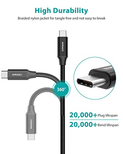 NIMASO USB C to USB C 3.1 Gen 2 Cable 10Gbps Data Transfer, 4K Video Output Monitor Cable 100W PD Fast Charging Compatible with Thunderbolt 3, MacBook Pro, iPad Pro, Galaxy S21, Google Pixel - 3.3FT