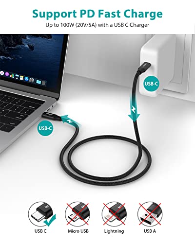 NIMASO USB C to USB C 3.1 Gen 2 Cable 10Gbps Data Transfer, 4K Video Output Monitor Cable 100W PD Fast Charging Compatible with Thunderbolt 3, MacBook Pro, iPad Pro, Galaxy S21, Google Pixel - 3.3FT