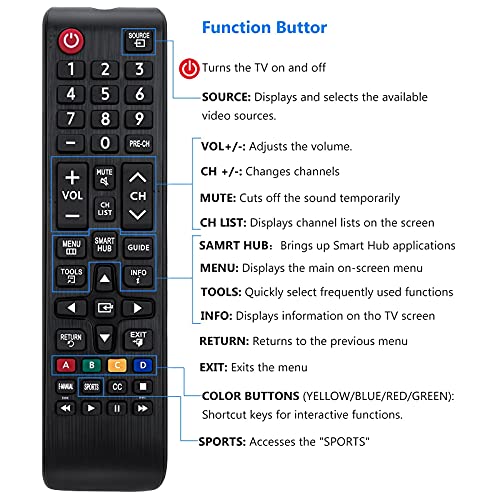 Angrox Universal Remote Control for Samsung-TV-Remote All Samsung LCD LED HDTV 3D Smart TVs Models