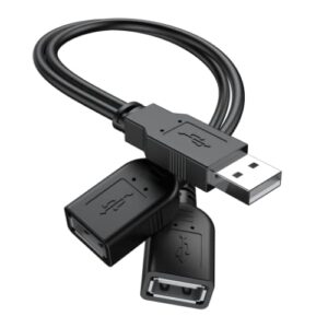 andtobo usb 2.0 a male to 2 dual usb female jack y splitter hub power cord extension adapter cable