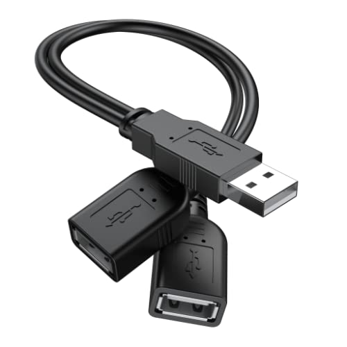 ANDTOBO USB 2.0 A Male to 2 Dual USB Female Jack Y Splitter Hub Power Cord Extension Adapter Cable