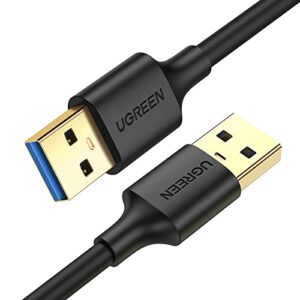 ugreen usb to usb cable, usb 3.0 male to male type a to type a cable for data transfer compatible with hard drive, laptop, dvd player, tv, usb 3.0 hub, monitor, camera, set up box and more 1.5ft