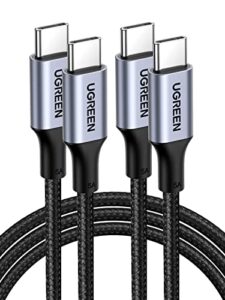 ugreen 100w usb c to usb c cable 2-pack type c fast charging cable compatible with macbook pro 2022, ipad pro 2022, ipad air 5, samsung galaxy s23/s22 ultra, pixel, ps5, switch, etc. 3.3ft
