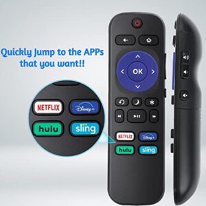 Replacement Remote Control for Onn Roku TV/TCL Roku TV/Element Roku TV/Hisense Roku TV Remote with Netflix Disney Plus HULU Sling【Only Works with Roku TV, Not for Roku Stick and Roku Box】