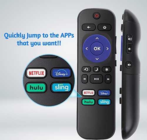 Replacement Remote Control for Onn Roku TV/TCL Roku TV/Element Roku TV/Hisense Roku TV Remote with Netflix Disney Plus HULU Sling【Only Works with Roku TV, Not for Roku Stick and Roku Box】