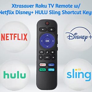 Replacement Remote Control for Onn Roku TV/TCL Roku TV/Element Roku TV/Hisense Roku TV Remote with Netflix Disney Plus HULU Sling【Only Works with Roku TV, Not for Roku Stick and Roku Box】