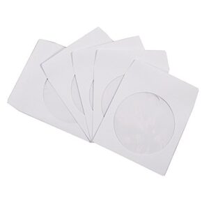 100 pack maxtek premium thick white paper cd dvd sleeves envelope with window cut out and flap, 100g