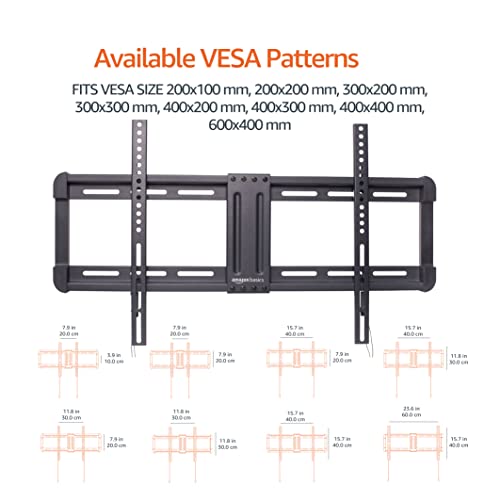 Amazon Basics Low Profile TV Wall Mount with Horizontal Post Installation Leveling for 32-Inch to 86-Inch TVs